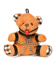 Gagged Teddy Bear Keychain, klíčenka medvídek masochista
