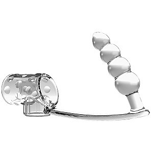 Pretty Love Penis Sleeve With Anal Plug (Transparent), anální kolík s návlekem na penis