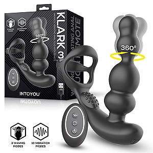 IntoYou Klark Waving And Vibrating Plug With Remote (Black), vibrační anální kolík s kroužkem
