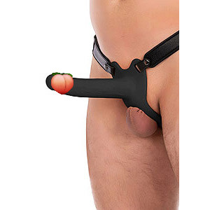 Hidden Desire Hollow Penis Strapon Black (18cm), dutý připínací penis