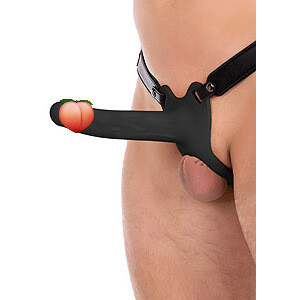 Hidden Desire Hollow Penis Strapon Black (20cm), dutý připínací penis