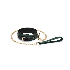 Liebe Seele Mossy Chic Leather Collar With Leash, obojek s vodítkem