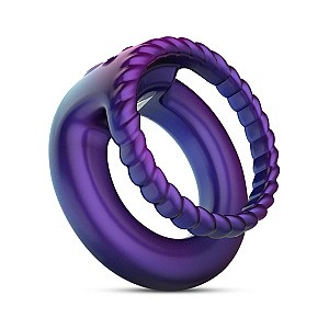 Hueman Jupiter Vibrating Cock And Ball Ring (Purple), dvojitý vibrační kroužek