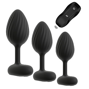 ANOS Vibrating Butt Plug Set, sada vibračních análních kolíků