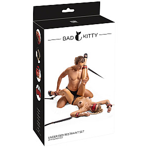 Bad Kitty Under Bed Restraint Set with Blindfold, luxusní poutací sada na postel