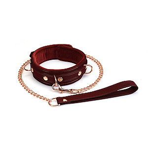 Liebe Seele Metallic Shade Burgundy Vegan Collar with Leash, veganský obojek s vodítkem