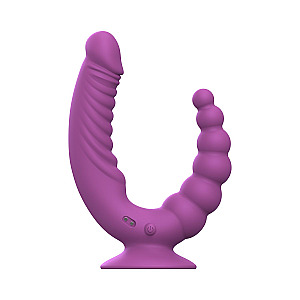 Teazers Double Vibrator with Suction Cup and Remote (Purple), dvojitý vibrátor s ovládáním