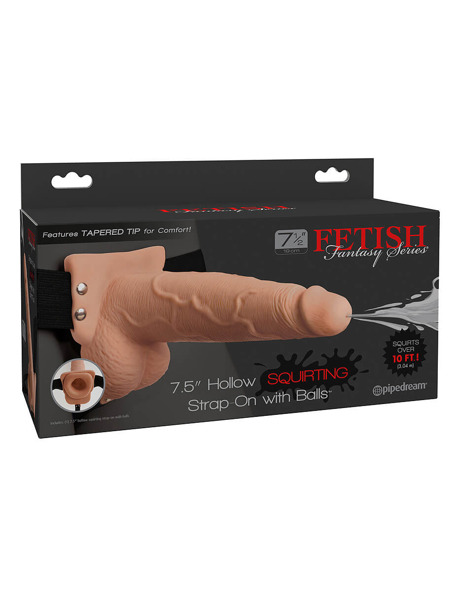 Fetish Fantasy 7.5" (19 cm) Hollow Squirting Strap-on with Balls