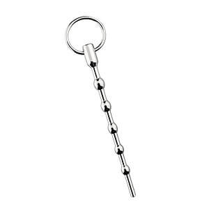 Sinner Gear Beaded Solid Metal Dilator With Pull Ring 9 mm - perlový dilatátor s kroužkem