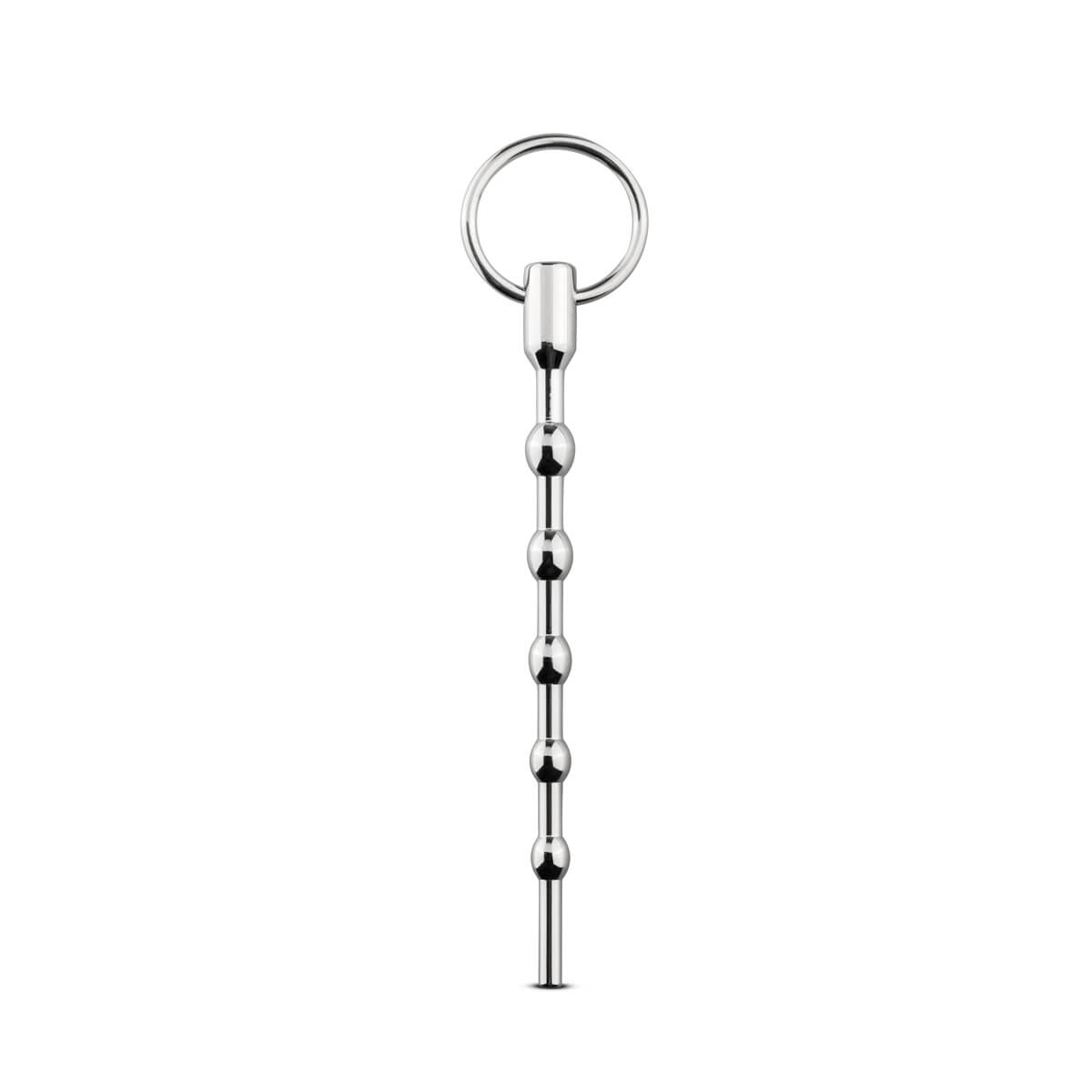 Sinner Gear Beaded Solid Metal Dilator With Pull Ring 9 mm - perlový dilatátor s kroužkem