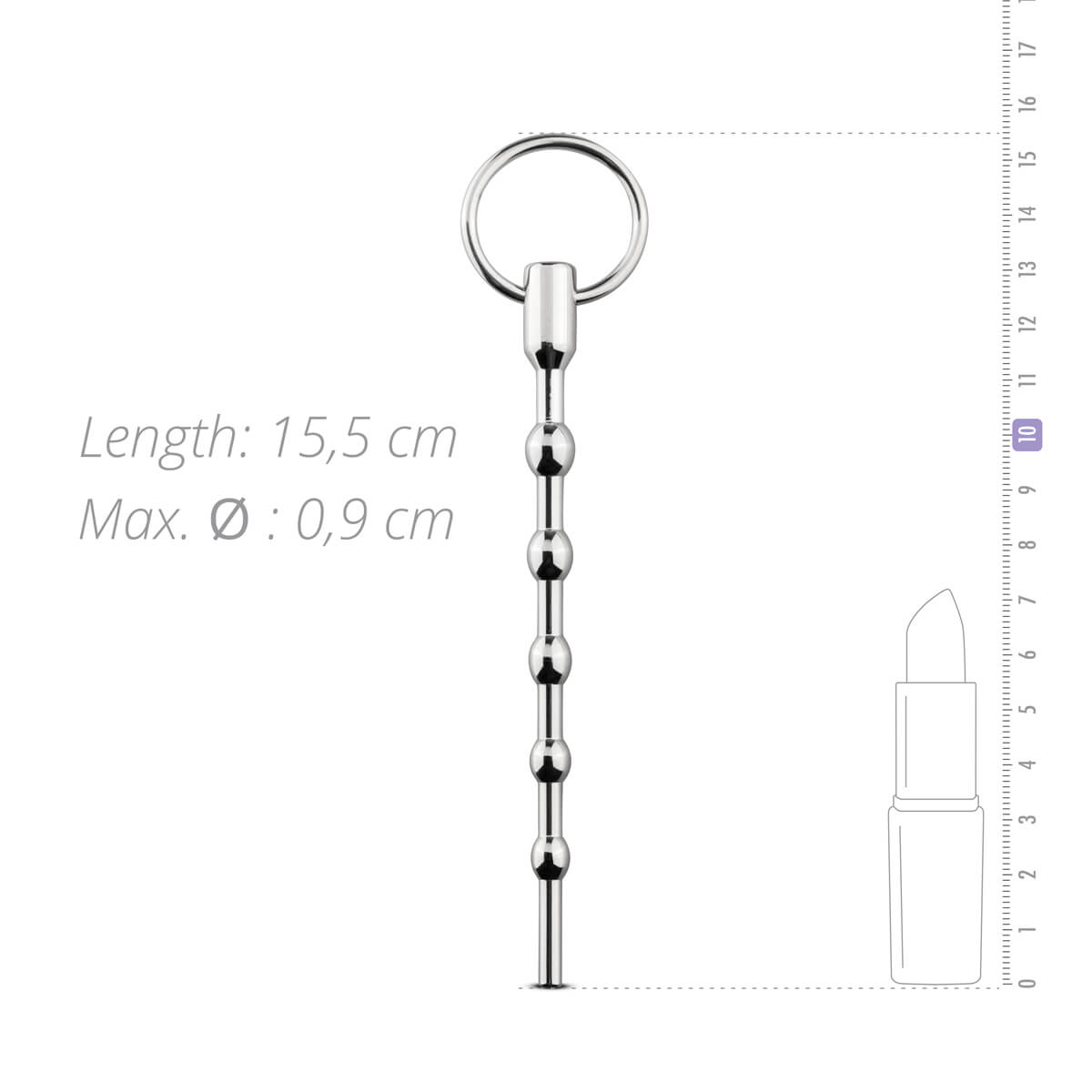 Sinner Gear Beaded Solid Metal Dilator With Pull Ring 9 mm - perlový dilatátor s kroužkem