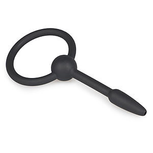 Sinner Gear Small Silicone Penis Plug With Pull Ring - malý dutý silikonový dilatátor