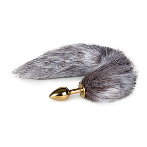 Šedý liščí ocásek EasyToys Fox Tail Plug no.5 zlatý anální kolík