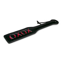 Plácačka EasyToys Black Leather Paddle XOXO černá kožená