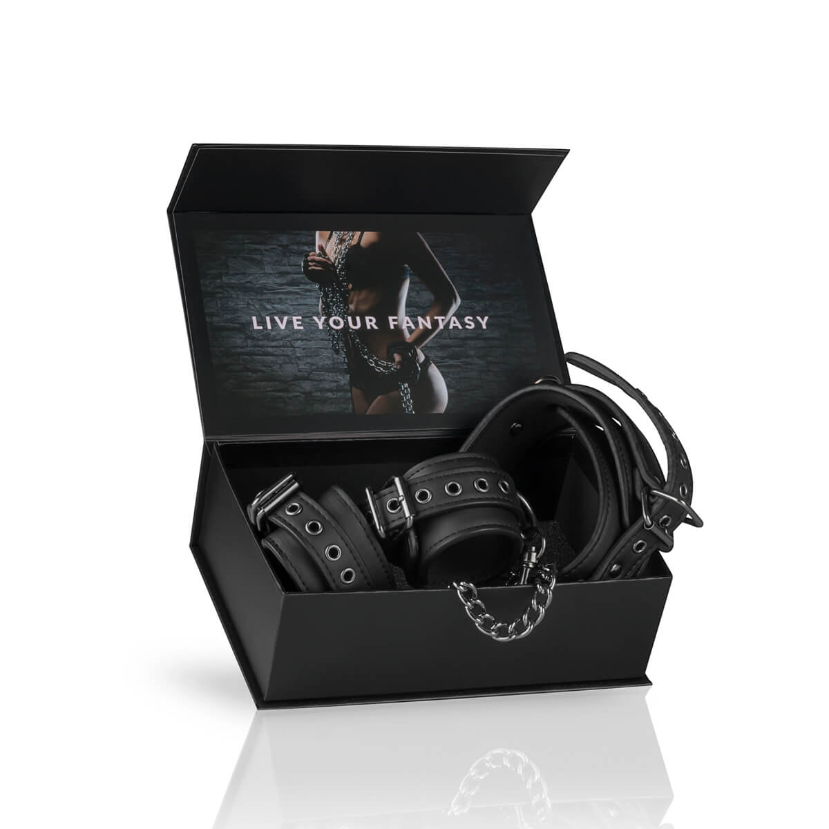 EasyToys Leather Collar With Handcuffs kožený set obojek a pouta