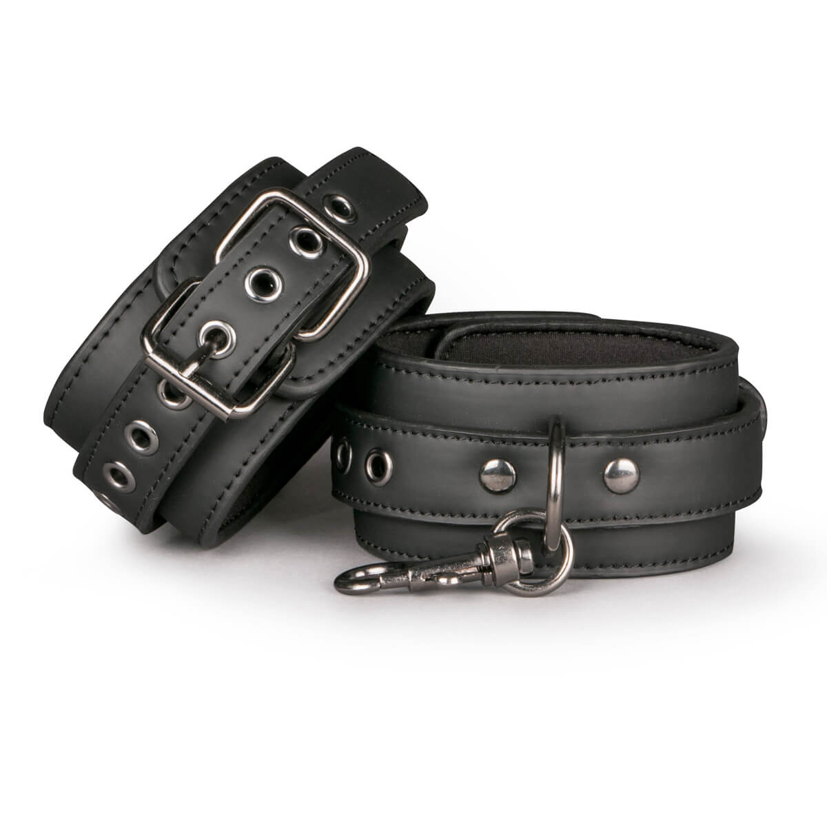 Easytoys Fetish Collection Black Leather Ankle Cuffs černá kožená pouta na kotníky