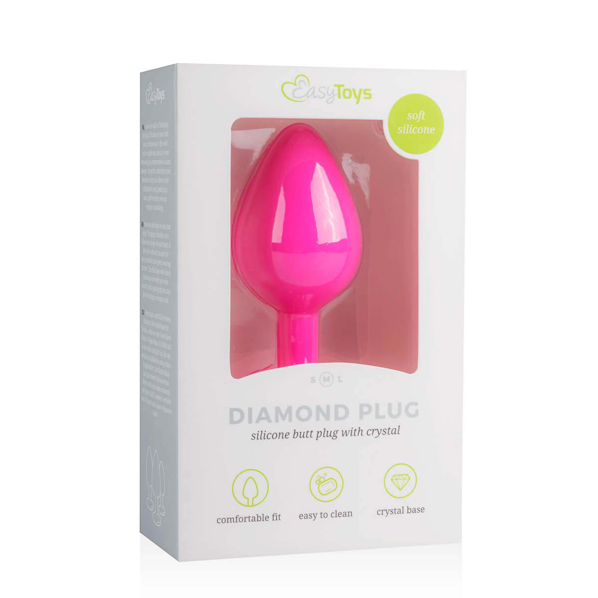 Anální kolík s diamantem EasyToys Diamond Plug Medium střední růžový
