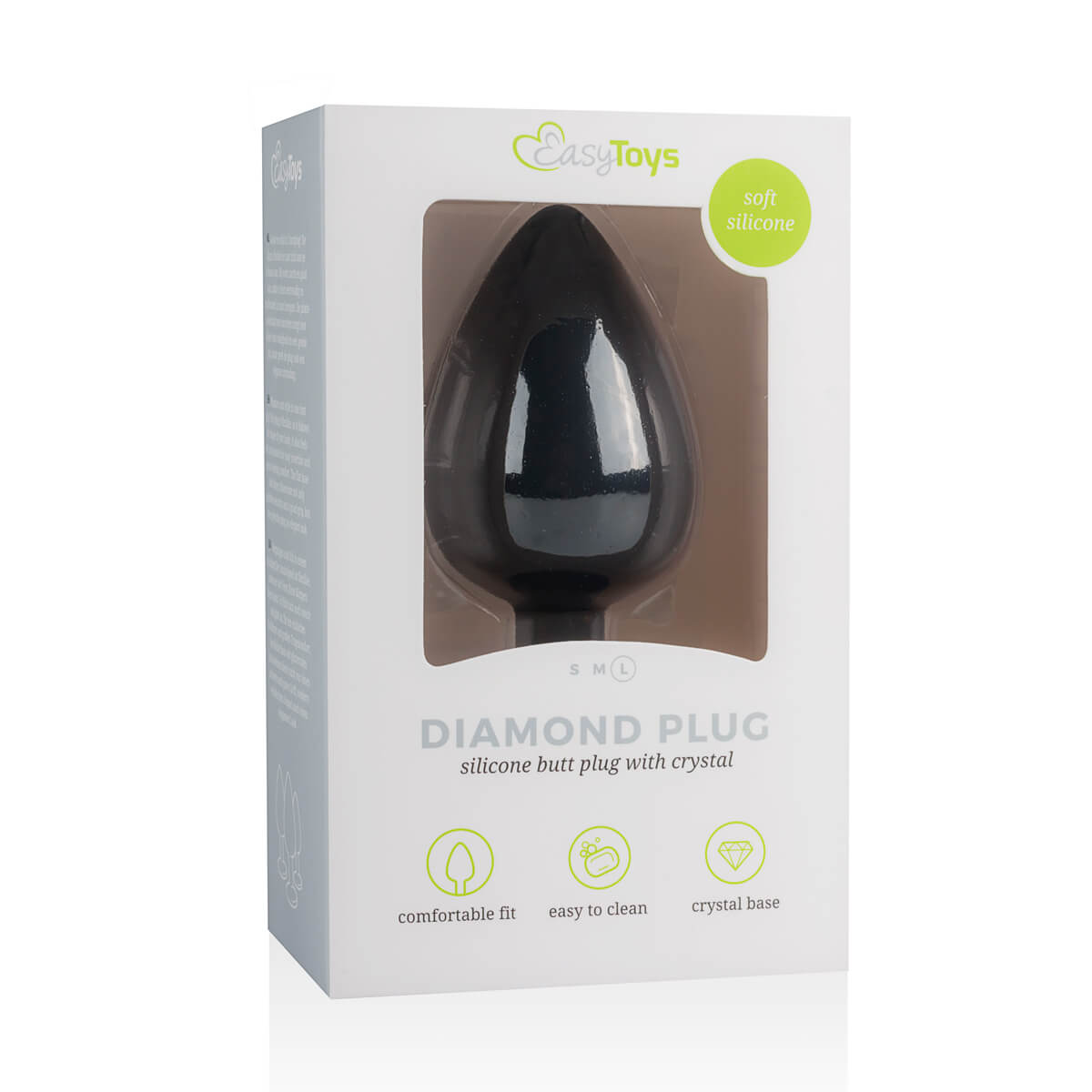 Anální kolík s diamantem EasyToys Diamond Plug Large velký černý