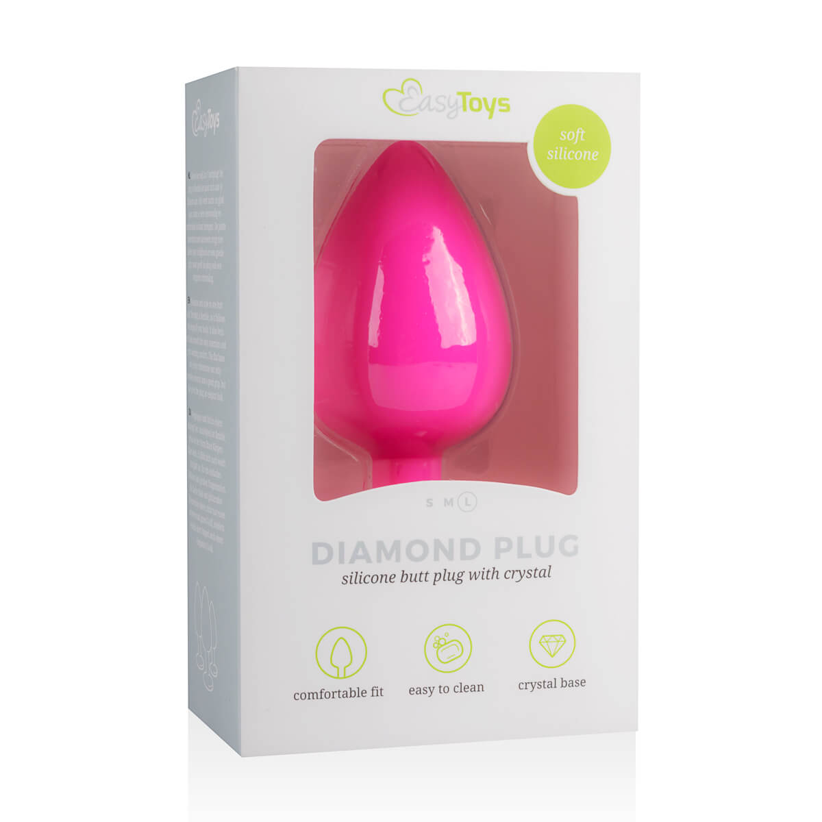 Anální kolík s diamantem EasyToys Diamond Plug Large velký růžový