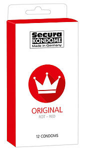 Červené kondomy 12 kusů Secura Original Red 52 mm