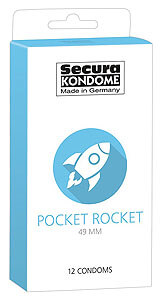 Úzké kondomy 12 kusů Secura Pocket Rocket 49mm
