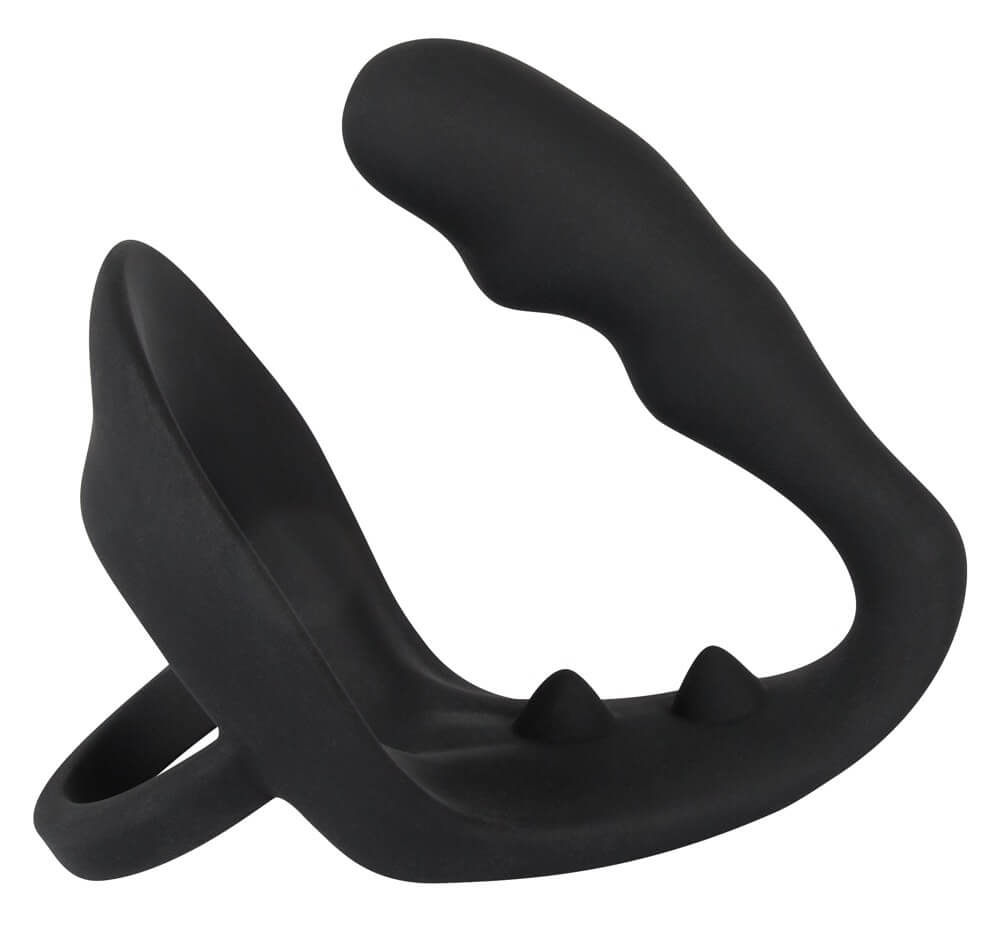 Black Velvets Ring & Plug - silikonový masér prostaty 9 cm s kroužkem na penis
