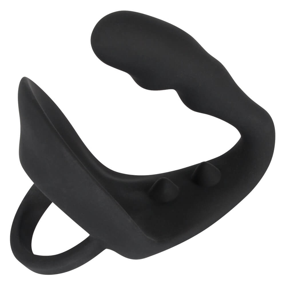 Black Velvets Ring & Plug - silikonový masér prostaty 9 cm s kroužkem na penis