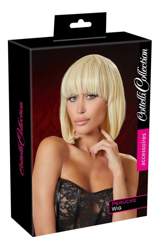 Cottelli Collection Accessories Wig Bob Blond, blond paruka s krátkými vlasy 28 cm