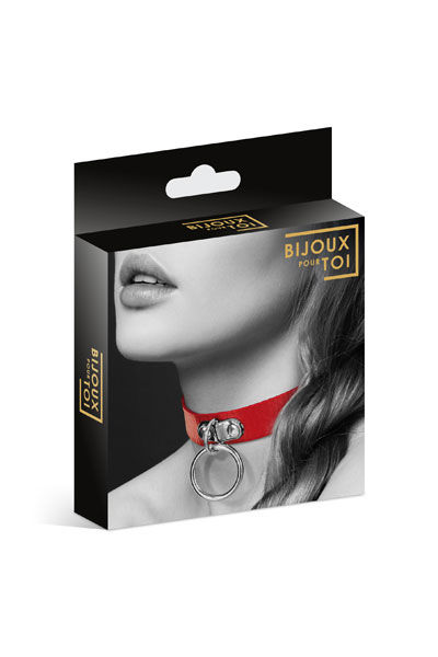 Bijoux Pour Toi Collar Metal Ring BDSM červený
