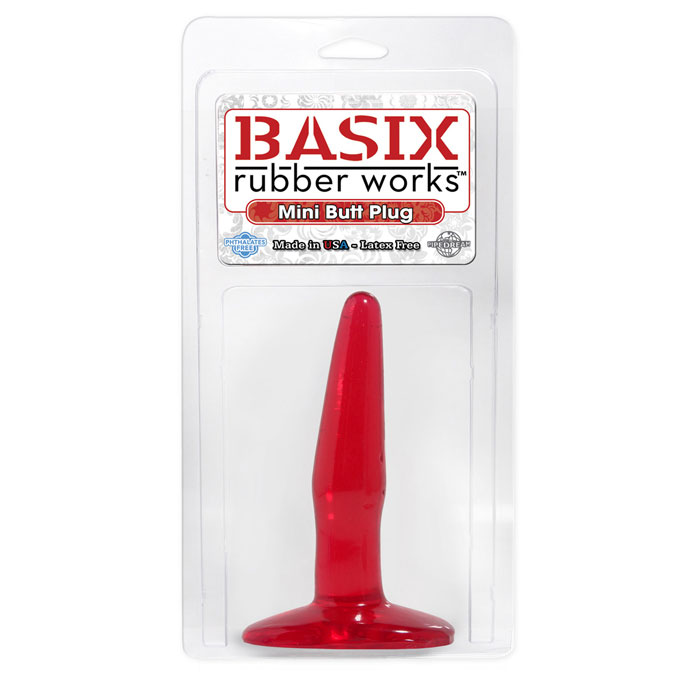 Basix Rubber Works Mini Butt Plug red