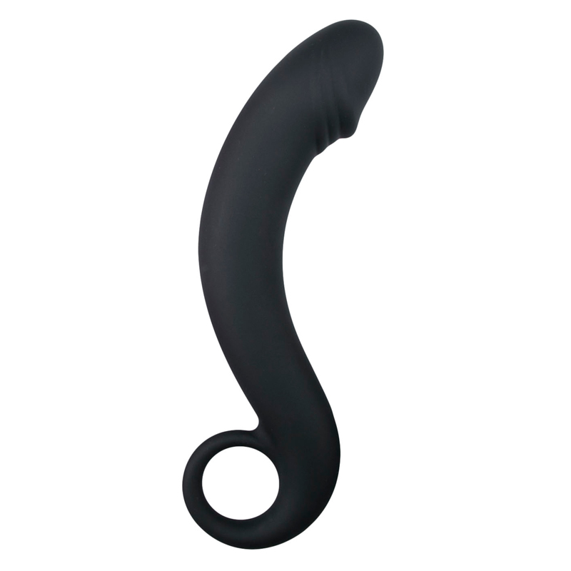 EasyToys Silicone Curved Dong (17,5 cm) černé prohnuté dildo