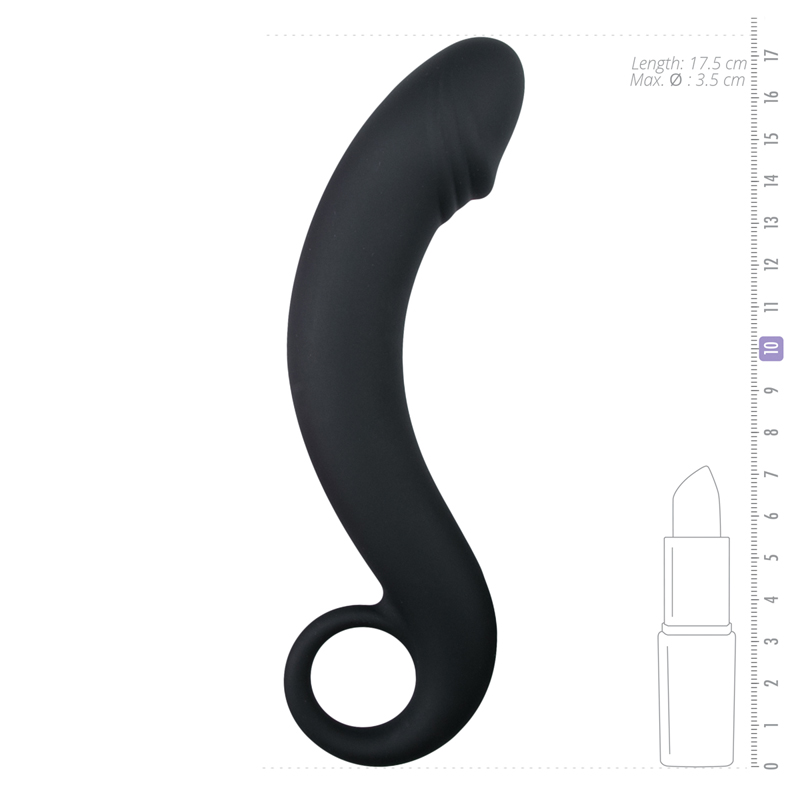 EasyToys Silicone Curved Dong (17,5 cm) černé prohnuté dildo