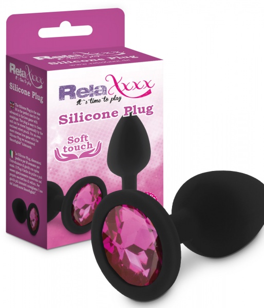 RelaXxxx Silicone Plug M černá/růžová silikonový anální šperk