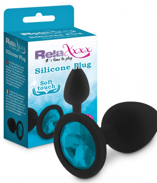 RelaXxxx Silicone Plug M černá/modrá silikonový anální šperk